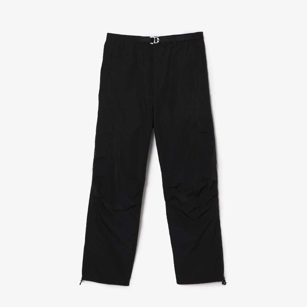 Lacoste Relaxed Fit Water-Repellent Track Pants Black | PQV-289074