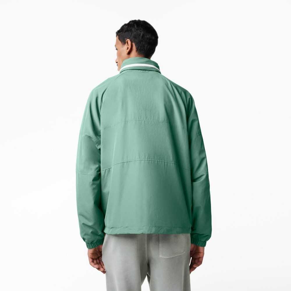 Lacoste Removable Hood Water-Repellent Jacket Khaki Green | FTZ-951847