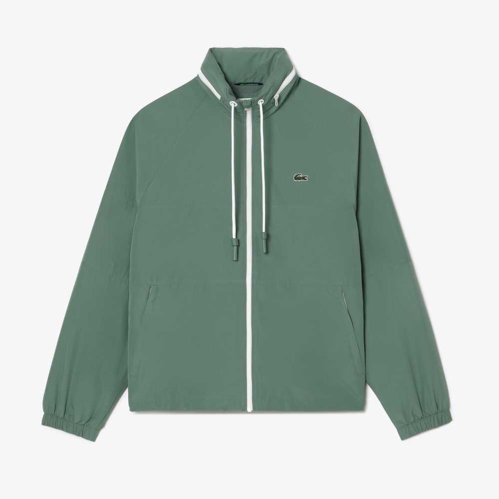 Lacoste Removable Hood Water-Repellent Jacket Khaki Green | FTZ-951847