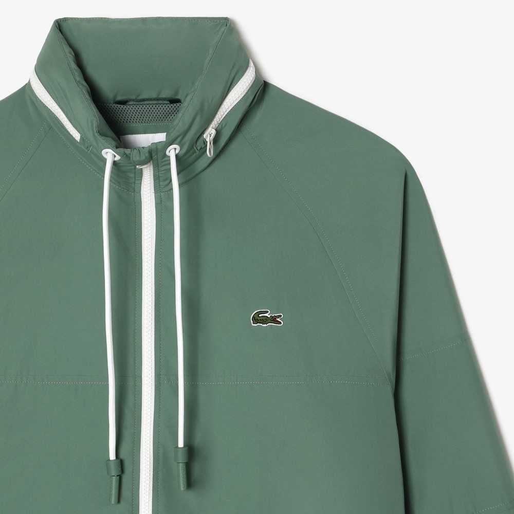 Lacoste Removable Hood Water-Repellent Jacket Khaki Green | FTZ-951847