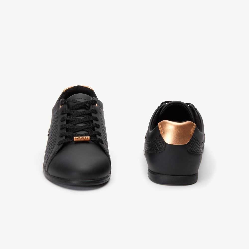 Lacoste Rey Leather Lace-Up Sneakers Blk/Blk | NKI-830495