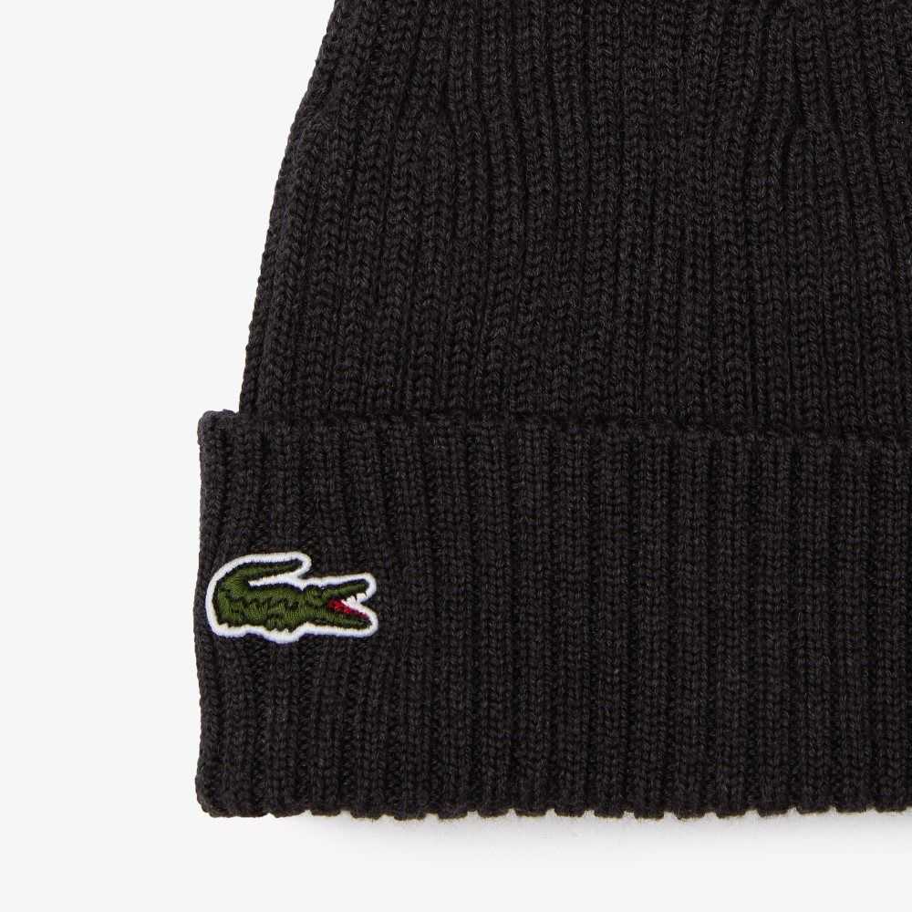 Lacoste Ribbed Wool Beanie Grey | ETZ-890623