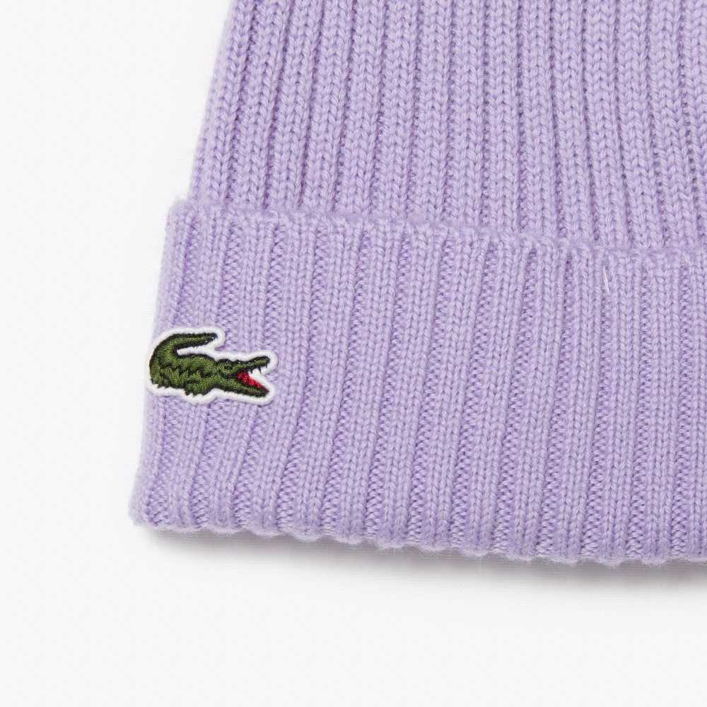 Lacoste Ribbed Wool Beanie Purple | DIF-937528