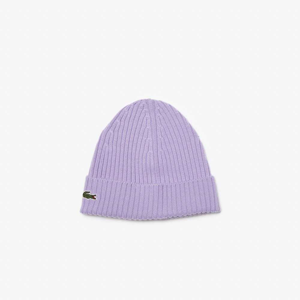 Lacoste Ribbed Wool Beanie Purple | DIF-937528