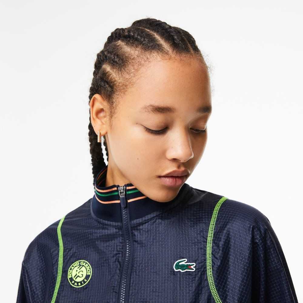 Lacoste Roland Garros Edition Post-Match Cropped Jacket Navy Blue / Yellow | GTB-280761