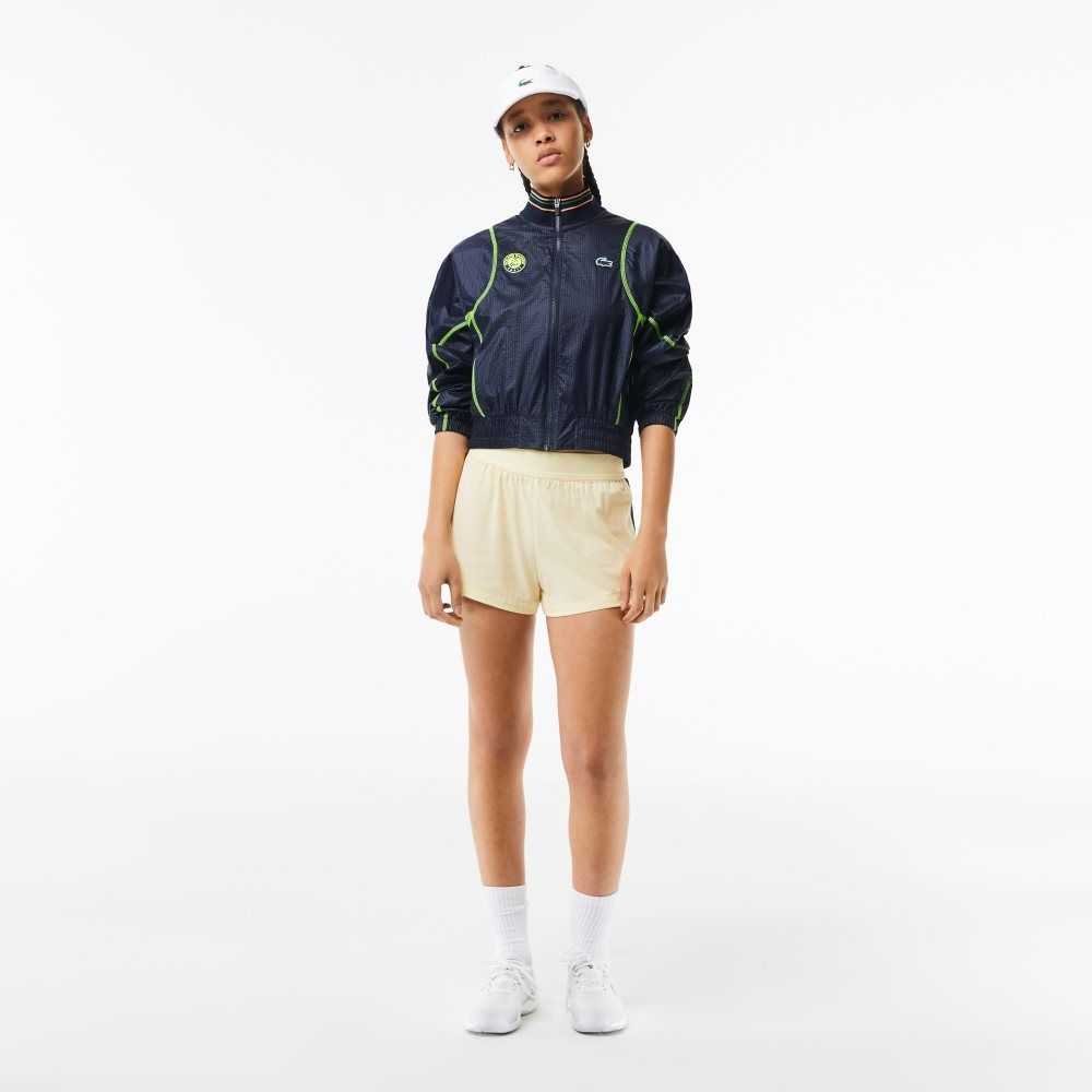 Lacoste Roland Garros Edition Post-Match Cropped Jacket Navy Blue / Yellow | GTB-280761