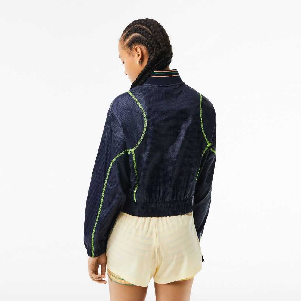 Lacoste Roland Garros Edition Post-Match Cropped Jacket Navy Blue / Yellow | GTB-280761