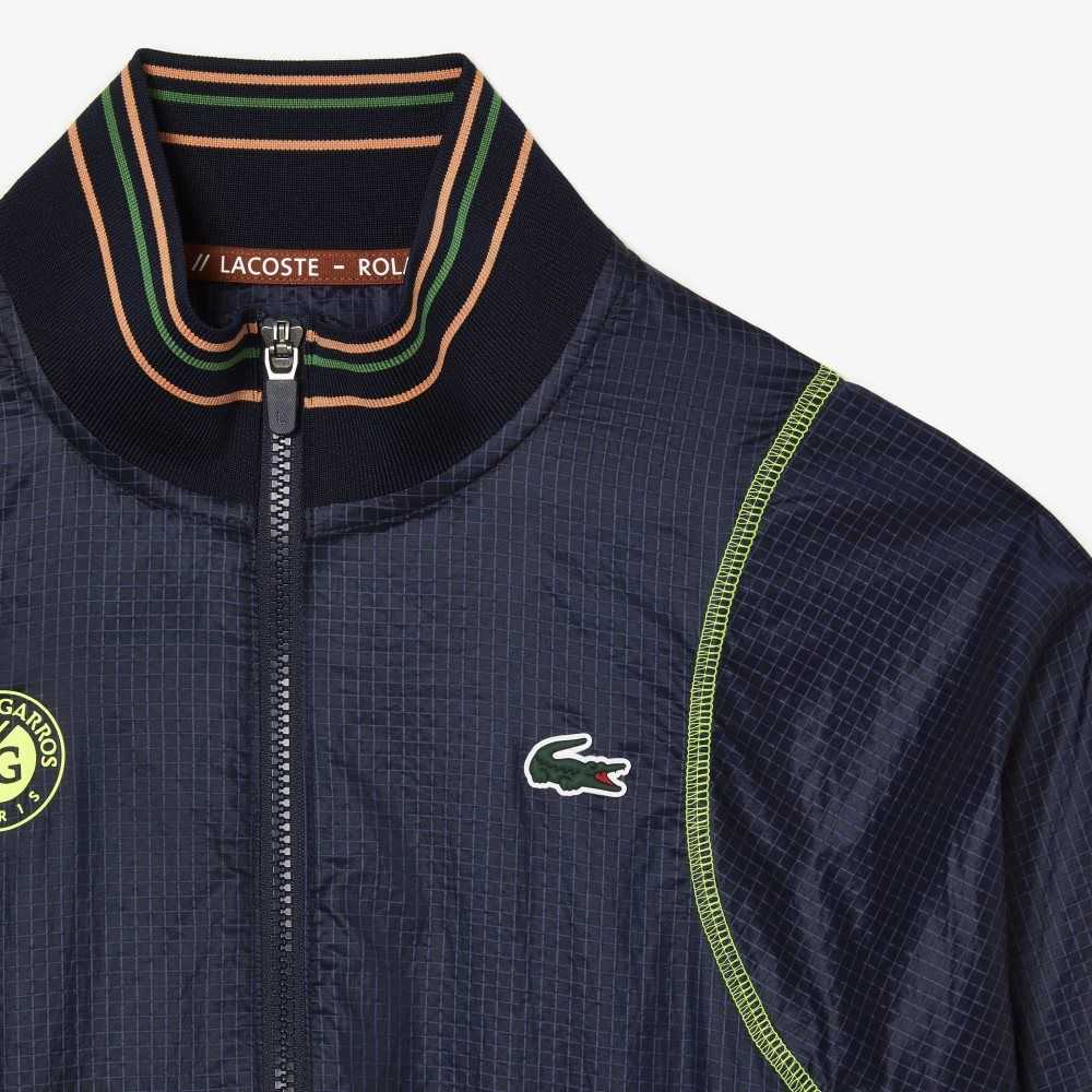 Lacoste Roland Garros Edition Post-Match Cropped Jacket Navy Blue / Yellow | GTB-280761