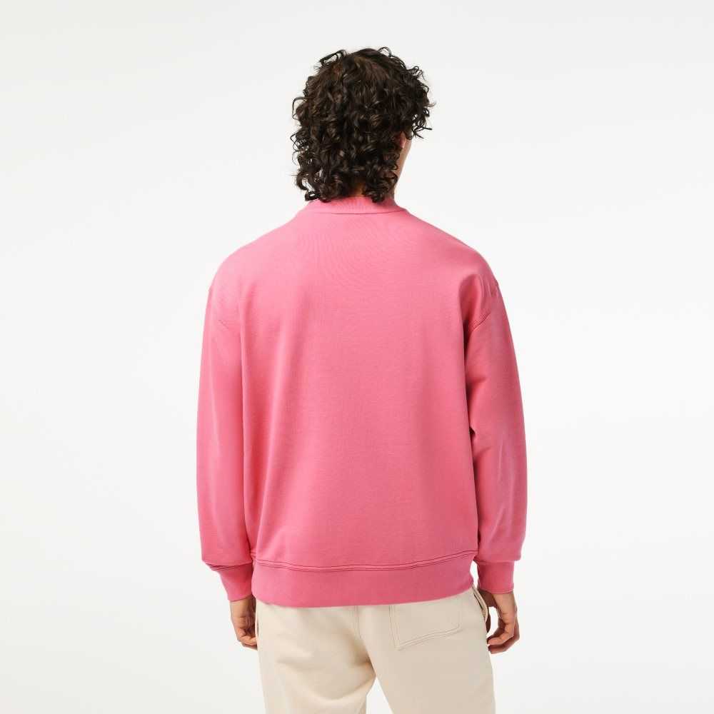 Lacoste Round Neck Loose Fit Vintage Print Sweatshirt Pink | VDS-217806