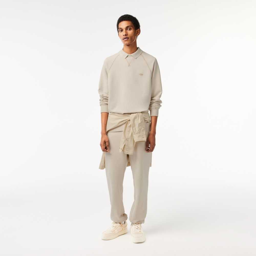 Lacoste Round Neck Organic Cotton Sweatshirt Beige | NJF-853940