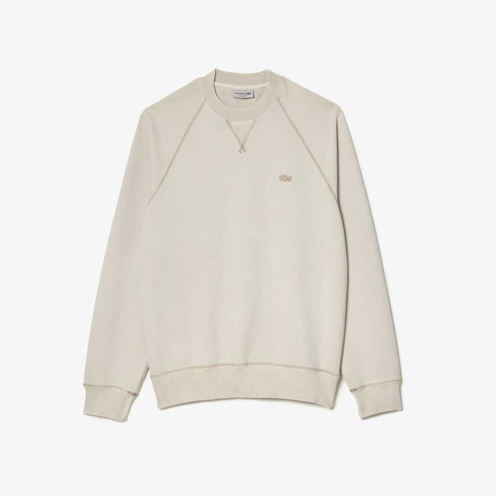 Lacoste Round Neck Organic Cotton Sweatshirt Beige | NJF-853940