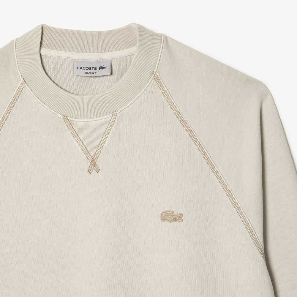 Lacoste Round Neck Organic Cotton Sweatshirt Beige | NJF-853940