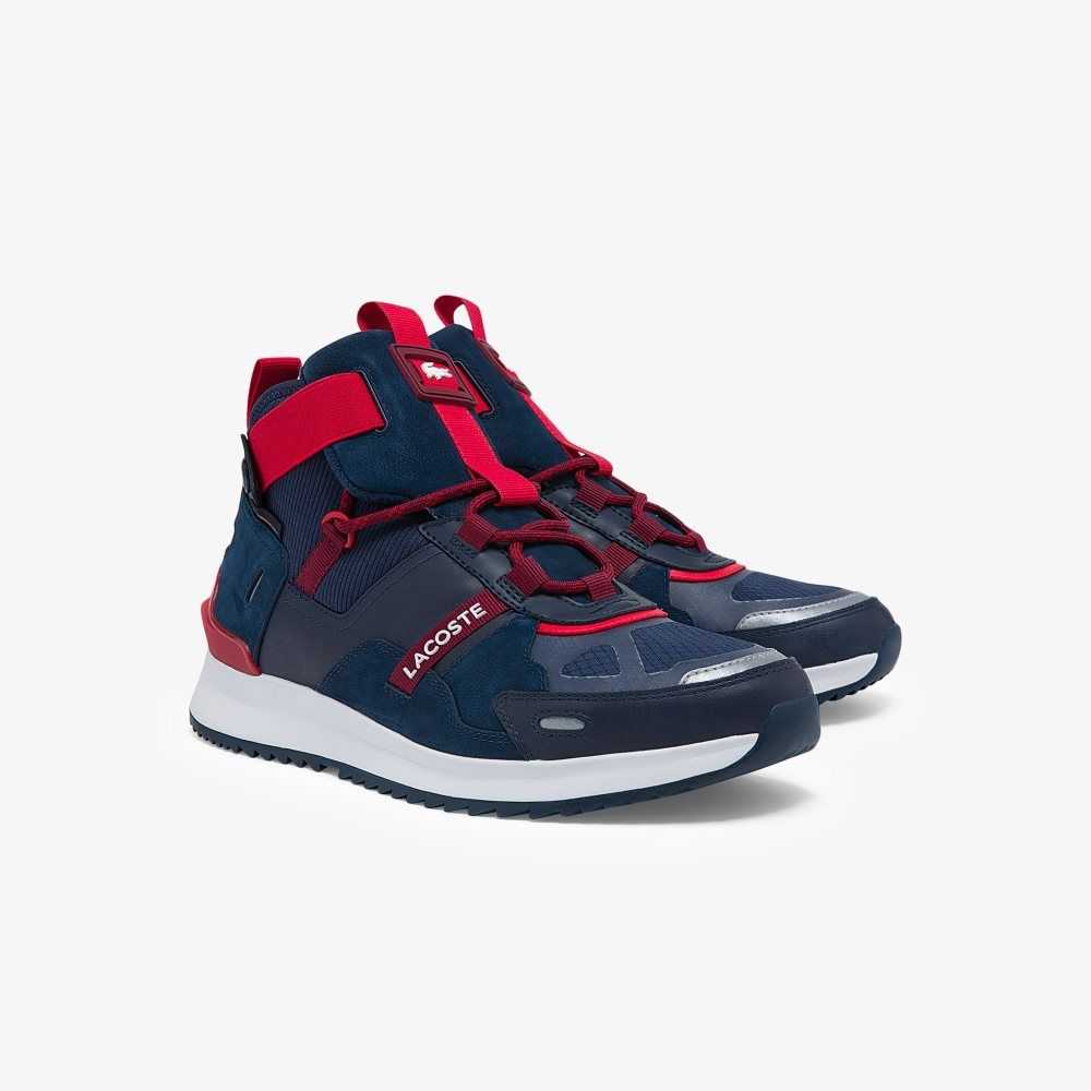 Lacoste Run Breaker Textile and Leather Sneakers Nvy/Red | OHG-206943