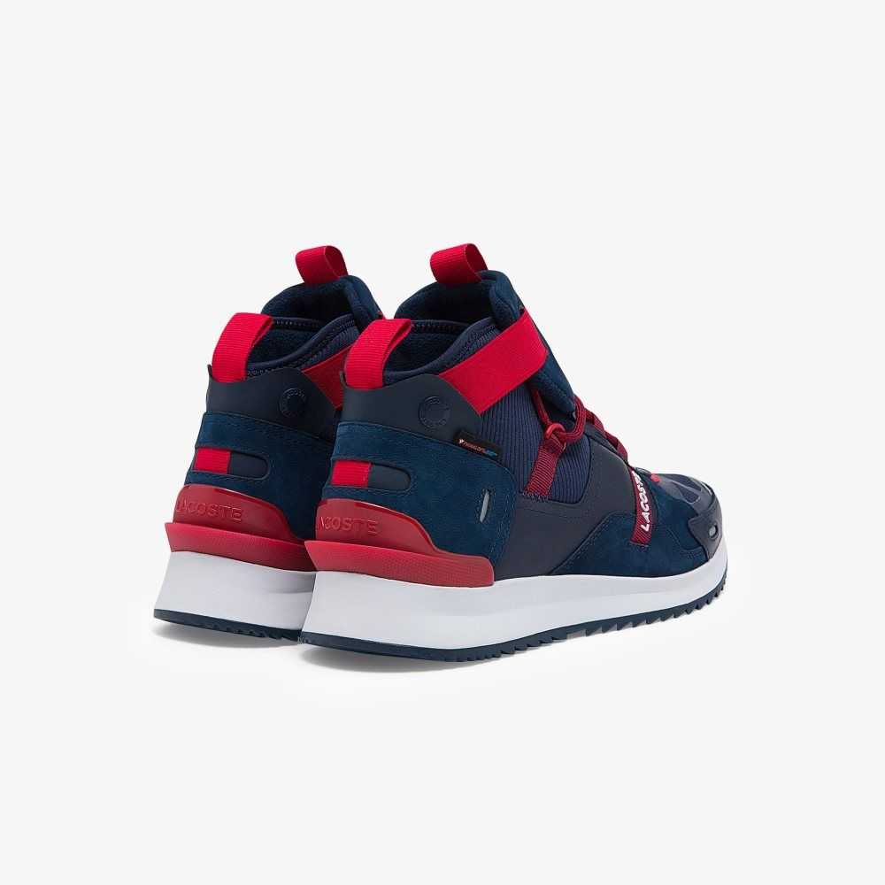 Lacoste Run Breaker Textile and Leather Sneakers Nvy/Red | OHG-206943