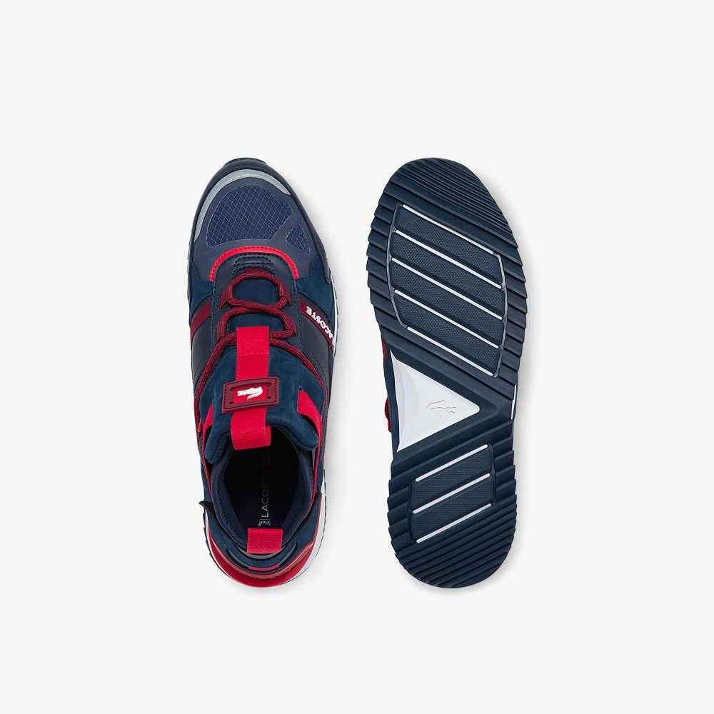 Lacoste Run Breaker Textile and Leather Sneakers Nvy/Red | OHG-206943