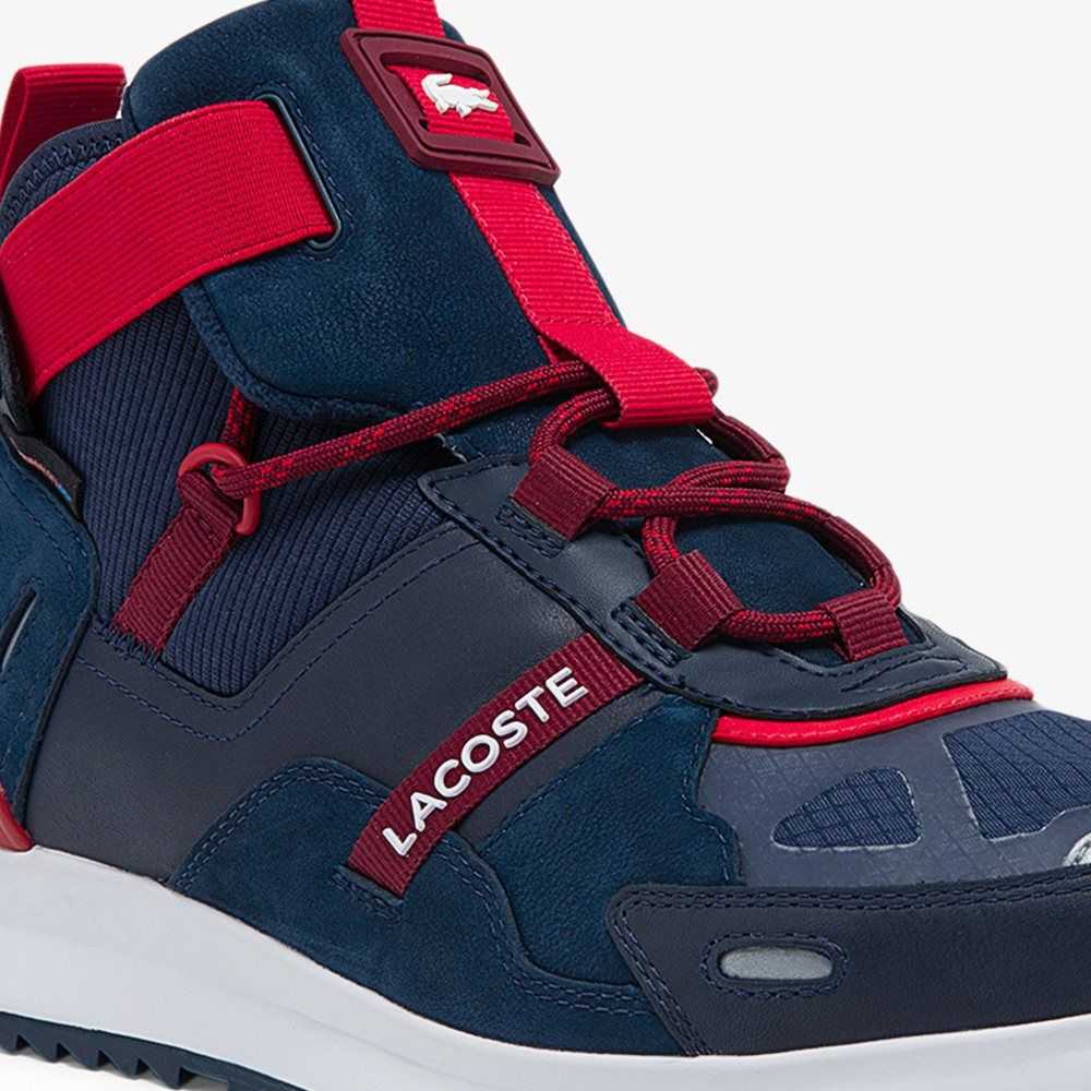 Lacoste Run Breaker Textile and Leather Sneakers Nvy/Red | OHG-206943