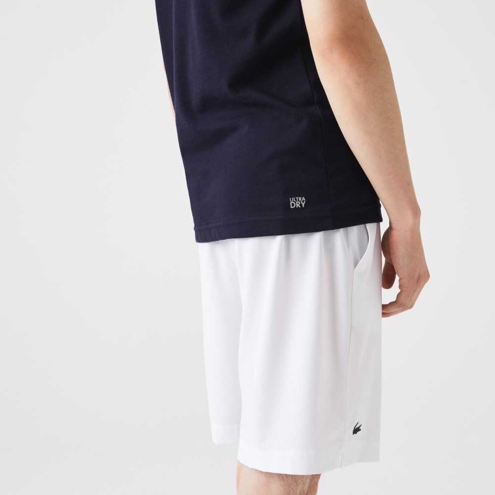 Lacoste SPORT 3D Print Crocodile Breathable Jersey T-Shirt Navy Blue / White | AHP-687932