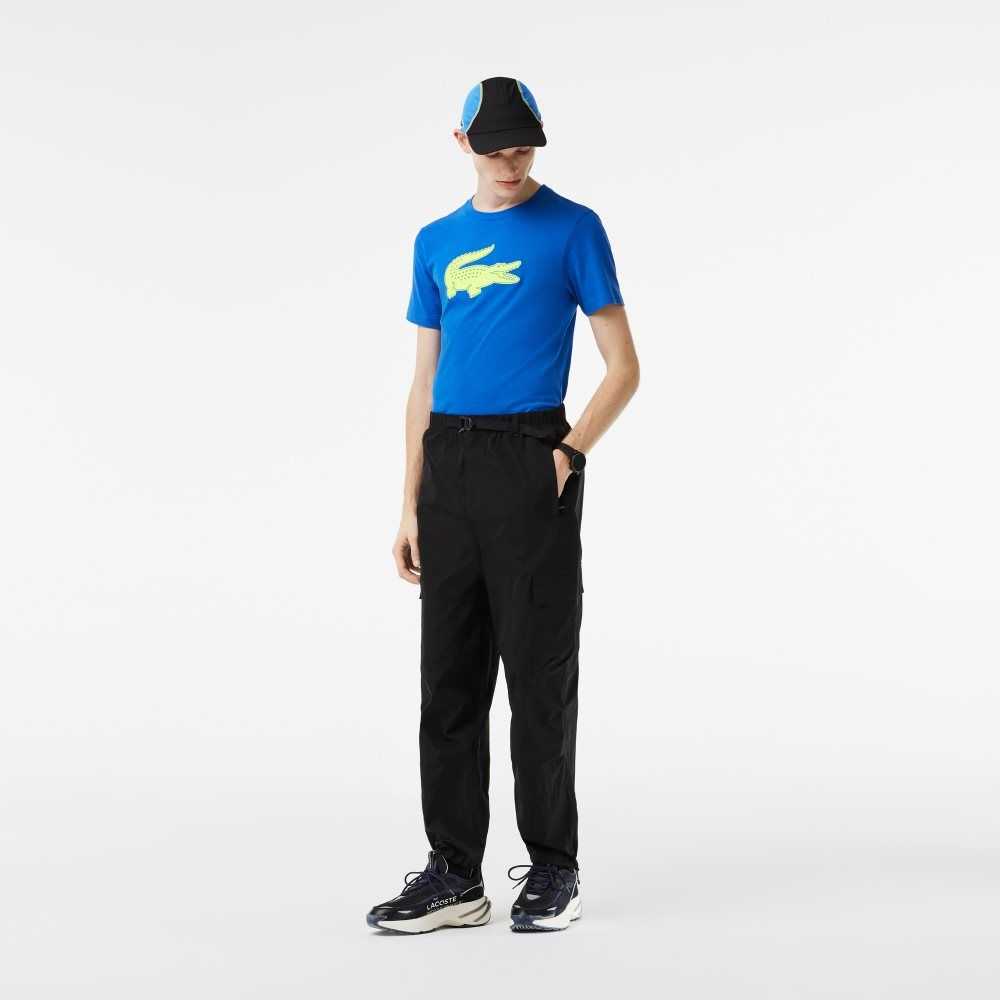 Lacoste SPORT 3D Print Crocodile Breathable Jersey T-Shirt Blue / Yellow | ODY-631285