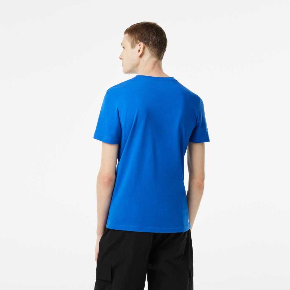 Lacoste SPORT 3D Print Crocodile Breathable Jersey T-Shirt Blue / Yellow | ODY-631285