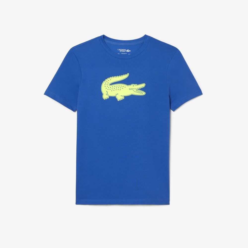 Lacoste SPORT 3D Print Crocodile Breathable Jersey T-Shirt Blue / Yellow | ODY-631285