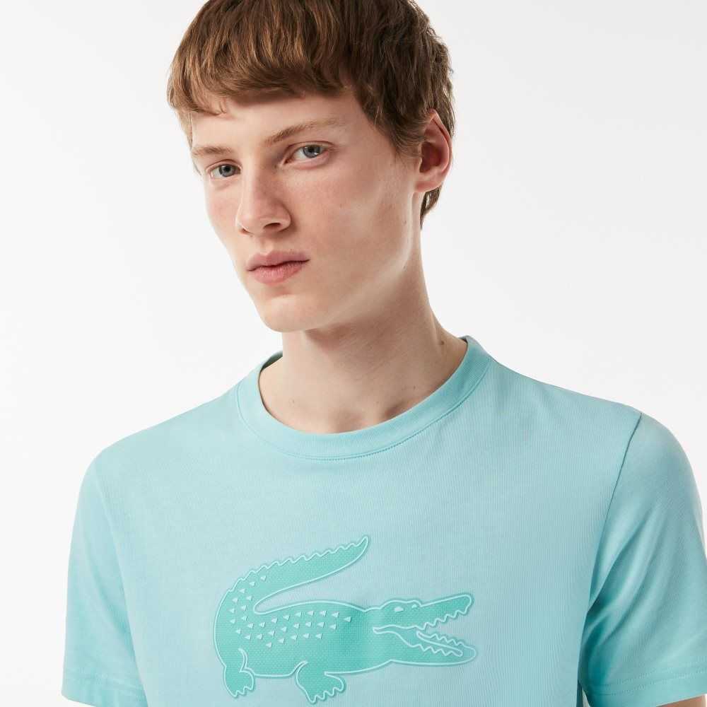 Lacoste SPORT 3D Print Crocodile Breathable Jersey T-Shirt Light Green / Green | OVJ-054163