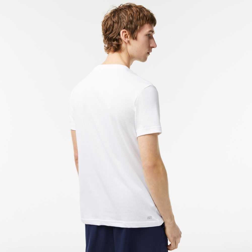 Lacoste SPORT 3D Print Crocodile Breathable Jersey T-Shirt White / Blue | URB-712804