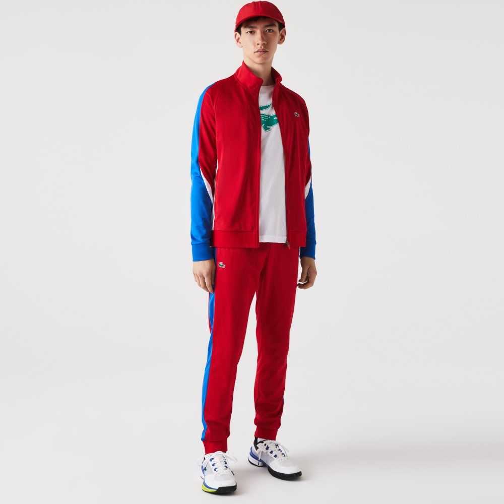 Lacoste SPORT Abrasion-Resistant Tennis Trackpants Red / Blue / White | ESL-612738