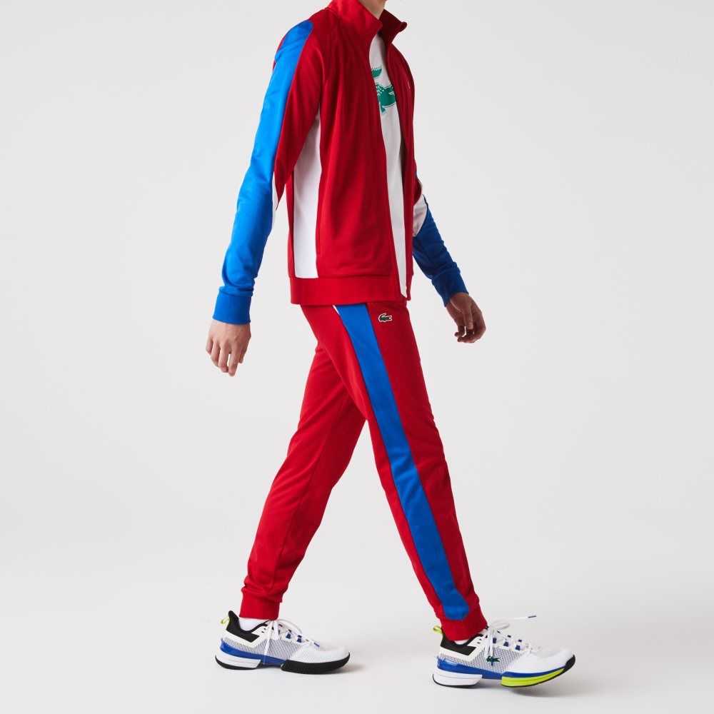 Lacoste SPORT Abrasion-Resistant Tennis Trackpants Red / Blue / White | ESL-612738