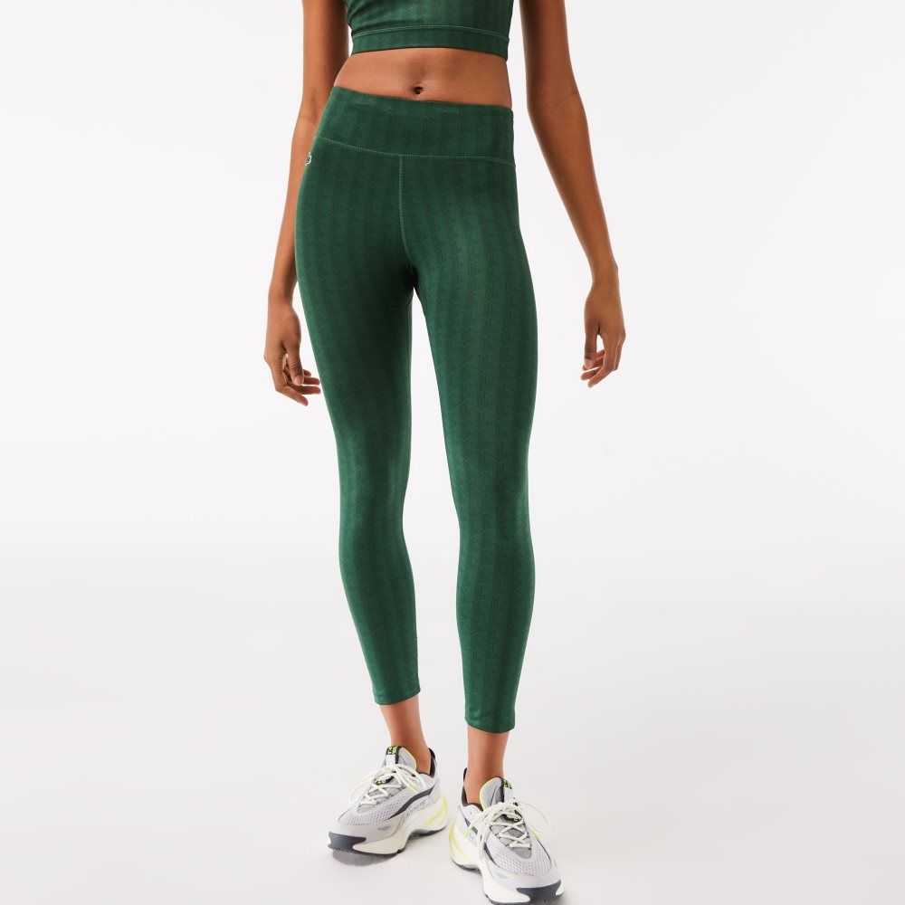 Lacoste SPORT All-Over Print High-Waist Leggings Green | OLQ-356078