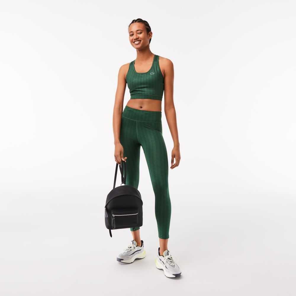 Lacoste SPORT All-Over Print High-Waist Leggings Green | OLQ-356078