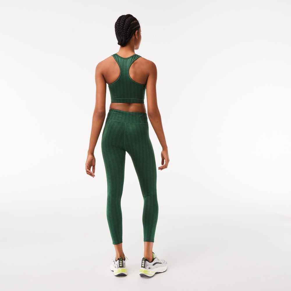 Lacoste SPORT All-Over Print High-Waist Leggings Green | OLQ-356078