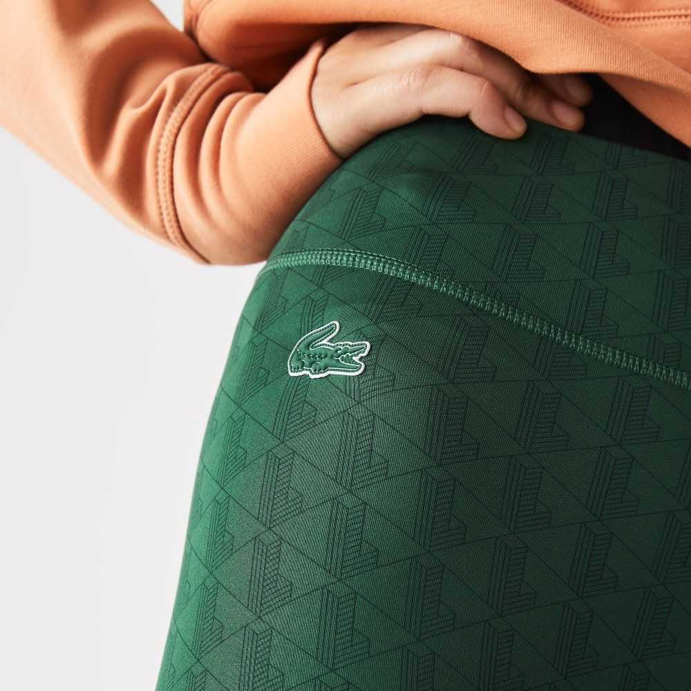 Lacoste SPORT All-Over Print High-Waist Leggings Green | OLQ-356078