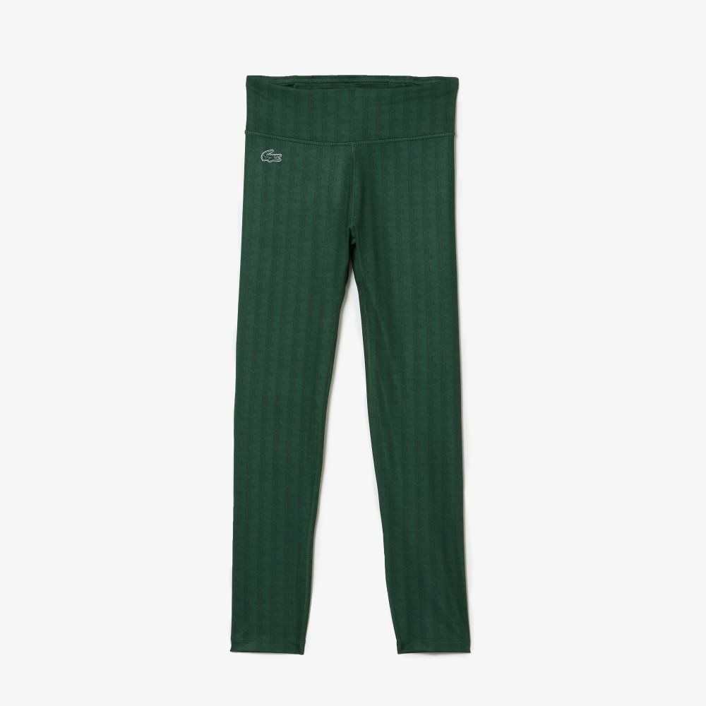 Lacoste SPORT All-Over Print High-Waist Leggings Green | OLQ-356078