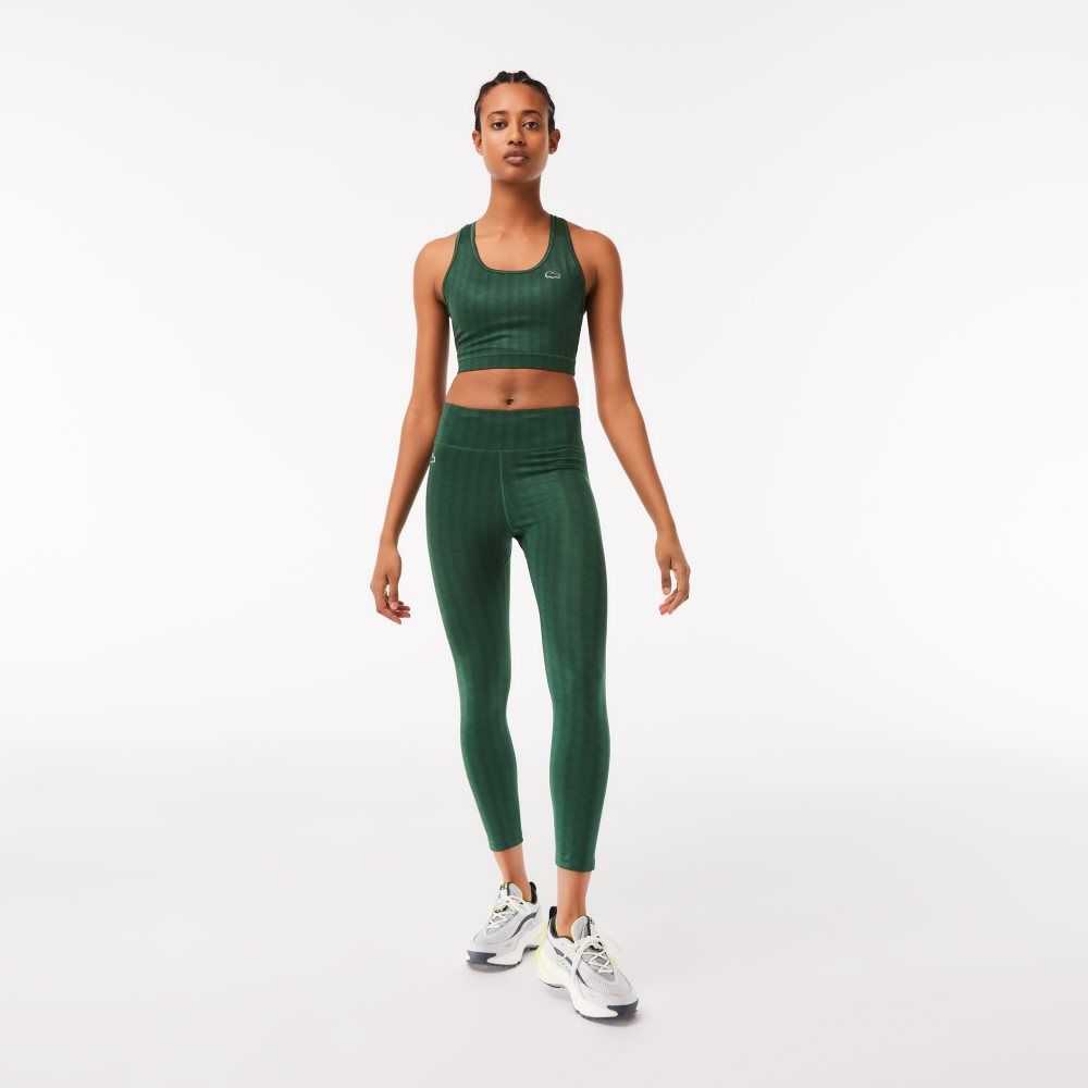 Lacoste SPORT All-Over Print High-Waist Leggings Green | OLQ-356078