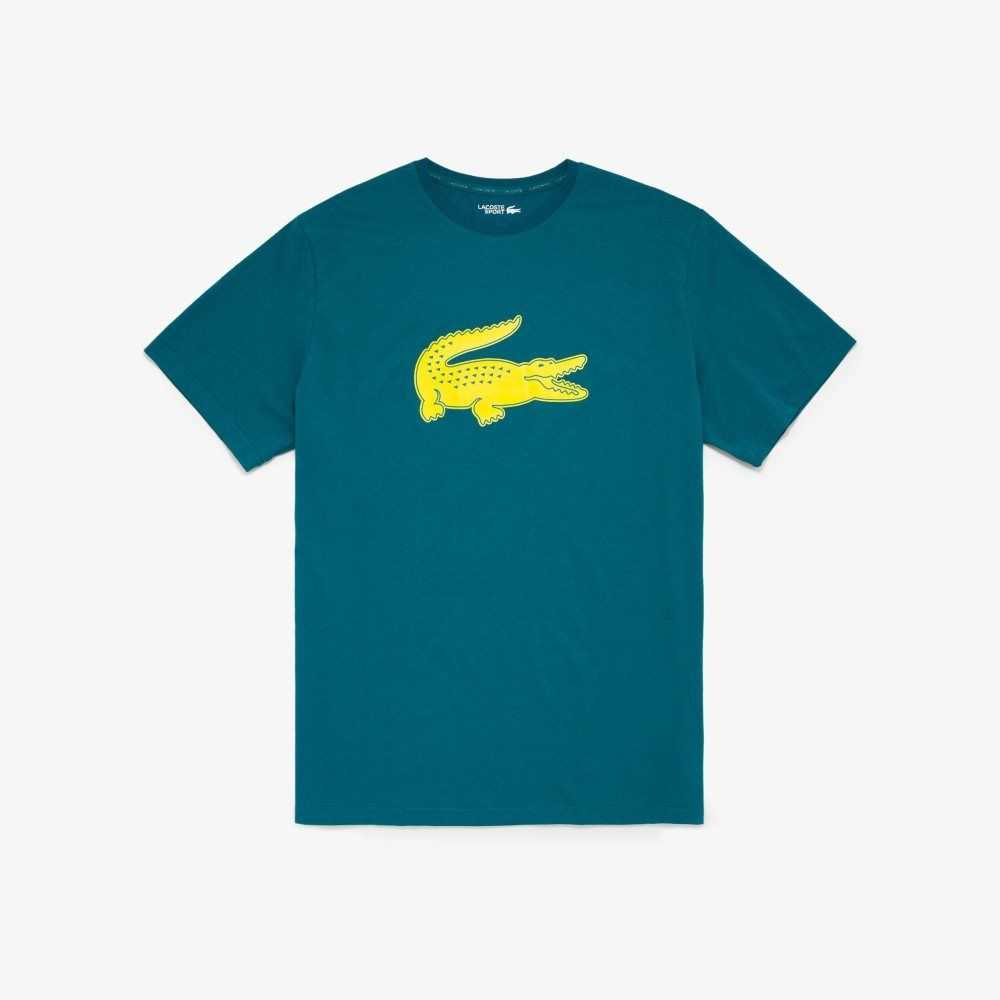 Lacoste SPORT Big Fit Breathable Logo T-Shirt Green / Yellow | FRD-497218