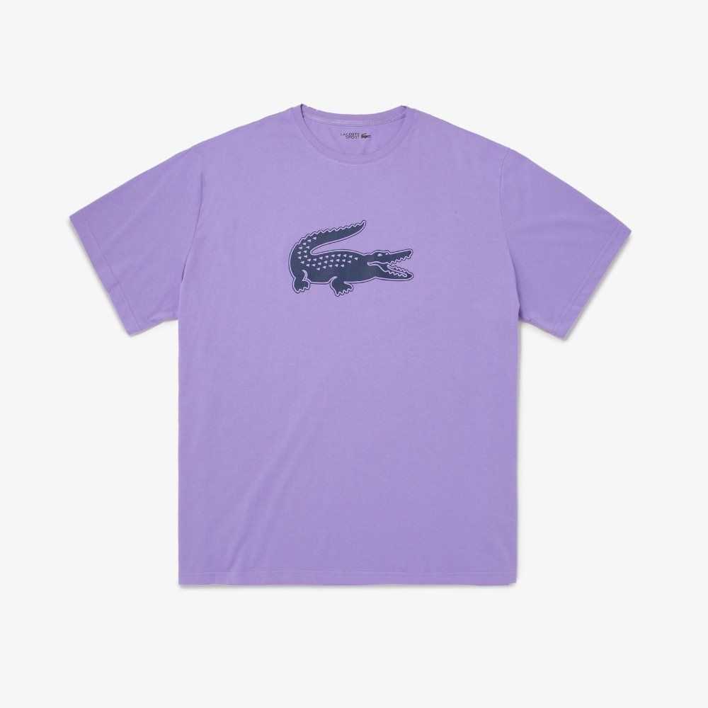 Lacoste SPORT Big Fit Breathable Logo T-Shirt Purple / Navy Blue | ZFU-832015