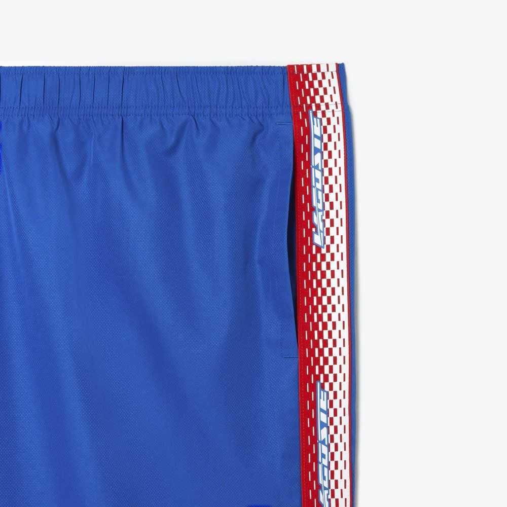 Lacoste SPORT Big Fit Logo Stripe Shorts Blue | TCG-087956