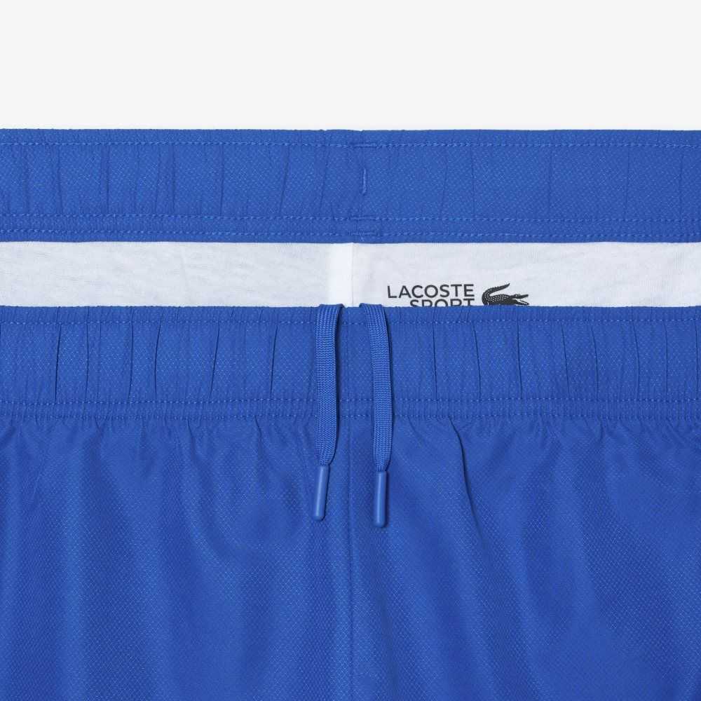 Lacoste SPORT Big Fit Logo Stripe Shorts Blue | TCG-087956