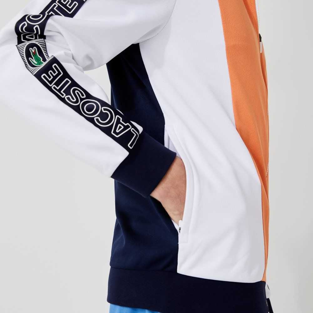 Lacoste SPORT Branded Band Colorblock Zippered Jacket Orange / White / Navy Blue | WEB-184075