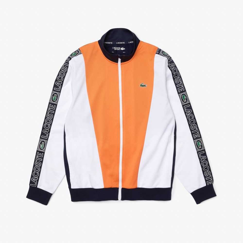 Lacoste SPORT Branded Band Colorblock Zippered Jacket Orange / White / Navy Blue | WEB-184075