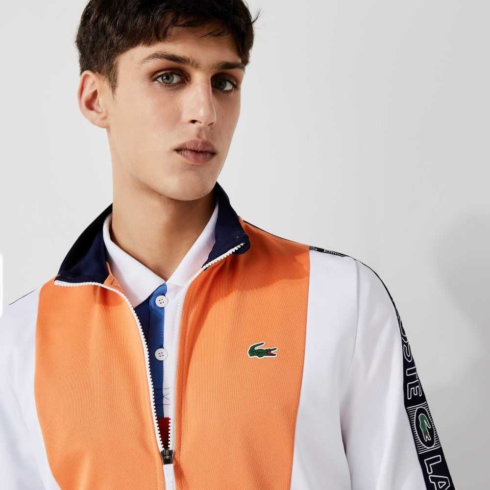 Lacoste SPORT Branded Band Colorblock Zippered Jacket Orange / White / Navy Blue | WEB-184075