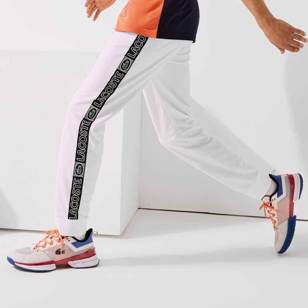 Lacoste SPORT Branded Bands Tracksuit Pants White / Orange / Navy Blue | WJD-759630