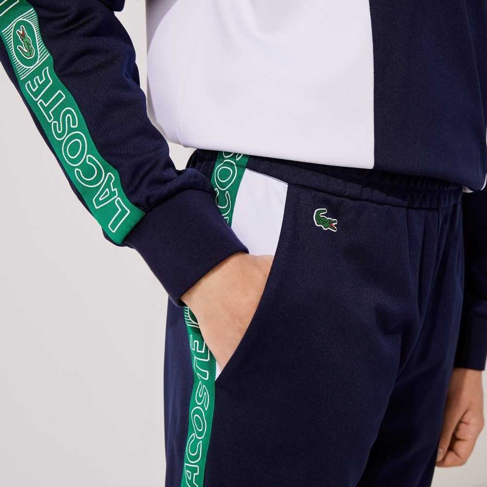 Lacoste SPORT Branded Bands Tracksuit Pants Navy Blue / White / Green | ZXD-492380