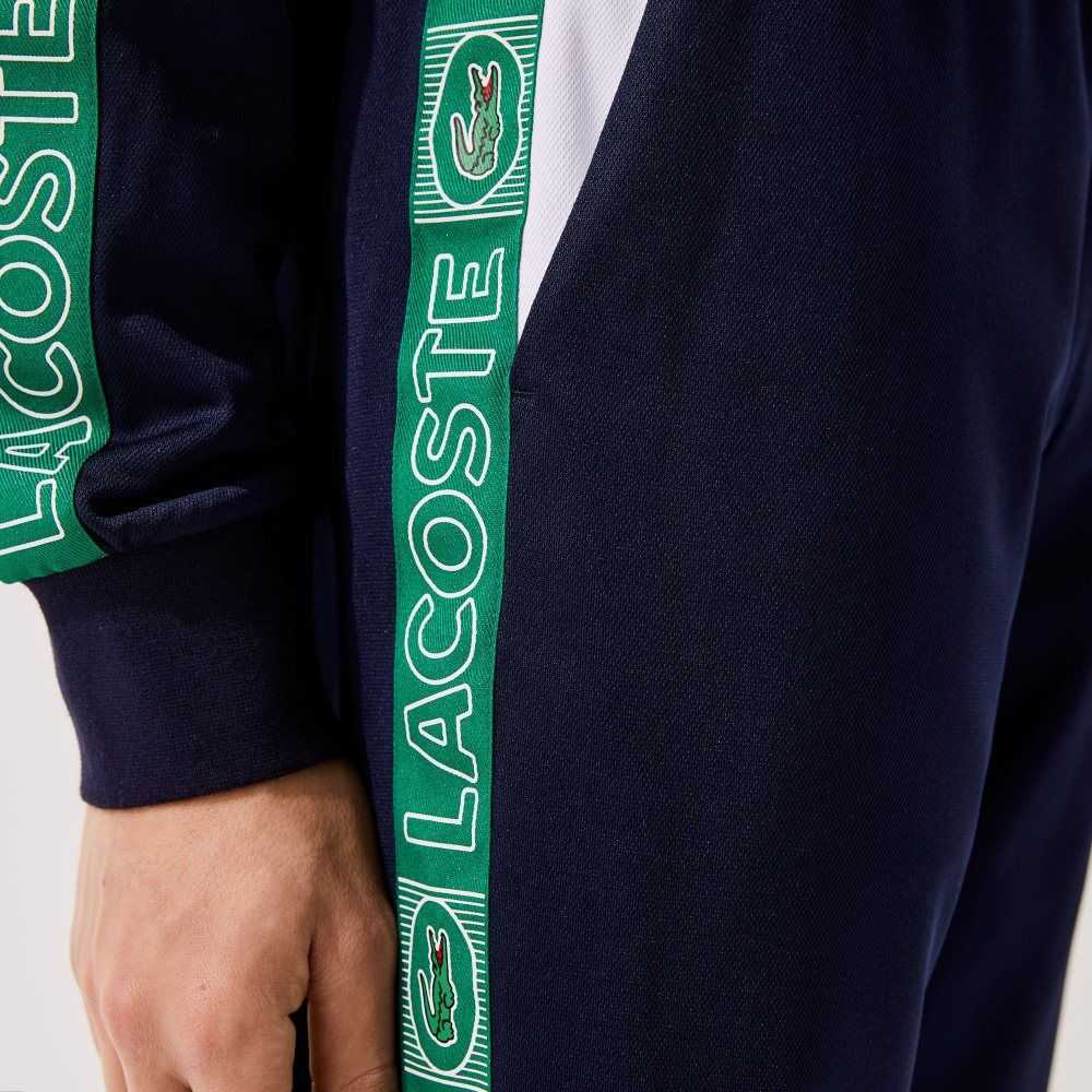 Lacoste SPORT Branded Bands Tracksuit Pants Navy Blue / White / Green | ZXD-492380