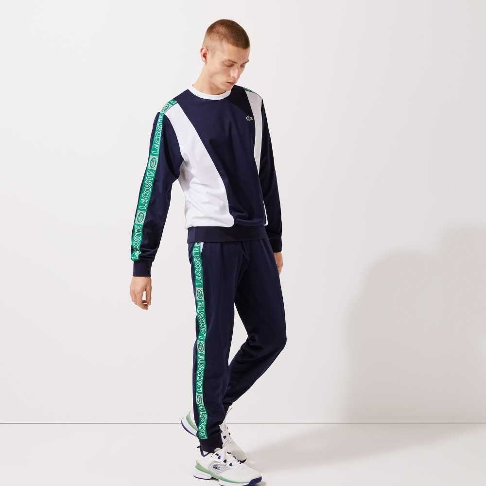 Lacoste SPORT Branded Bands Tracksuit Pants Navy Blue / White / Green | ZXD-492380