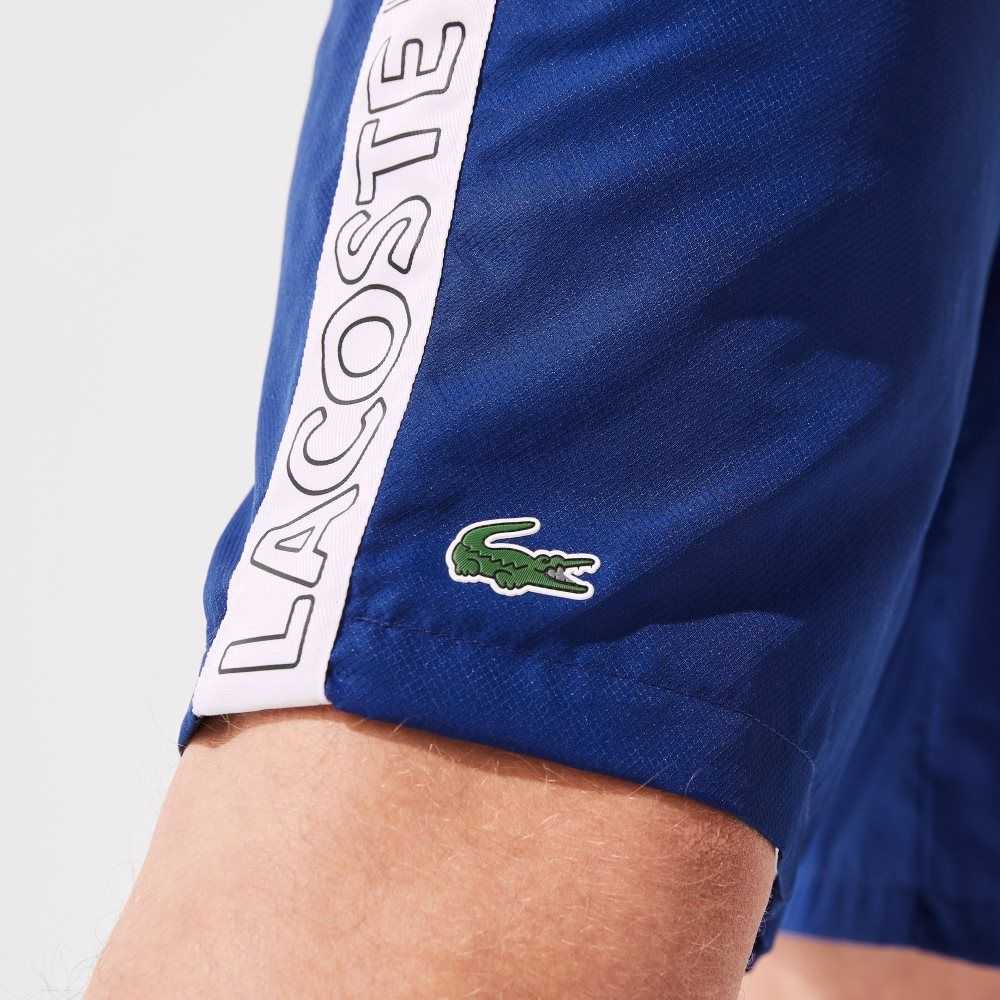 Lacoste SPORT Branded Side Bands Shorts Blue / White | IPW-690134