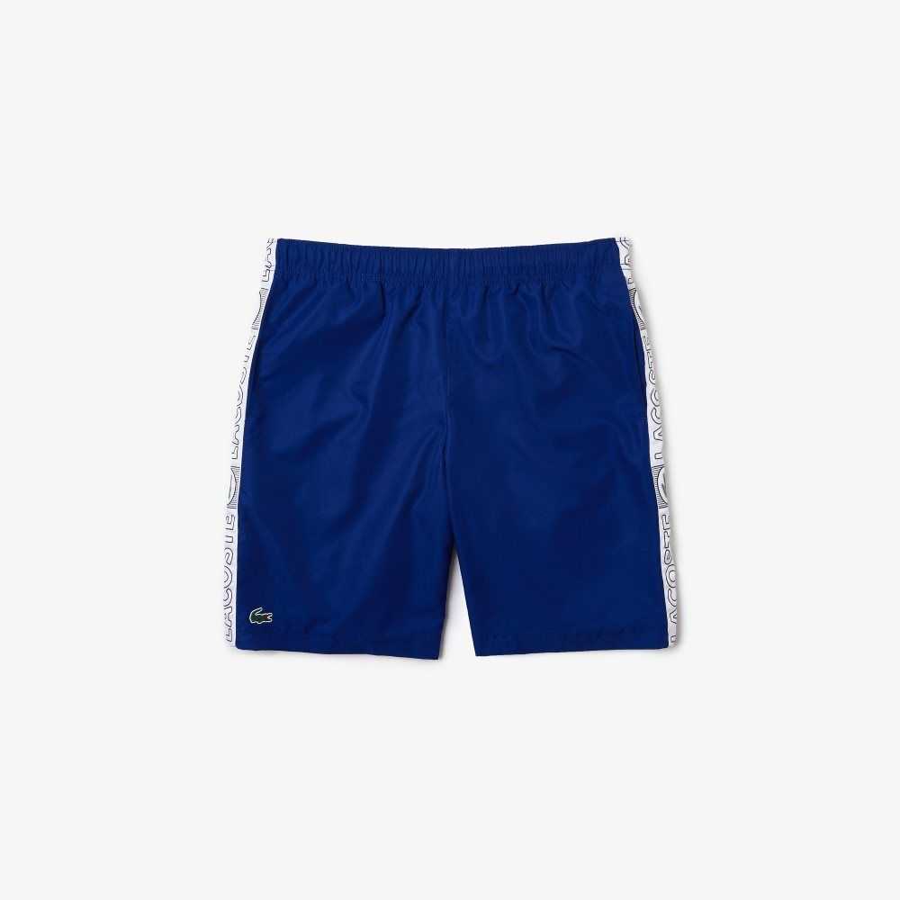 Lacoste SPORT Branded Side Bands Shorts Blue / White | IPW-690134