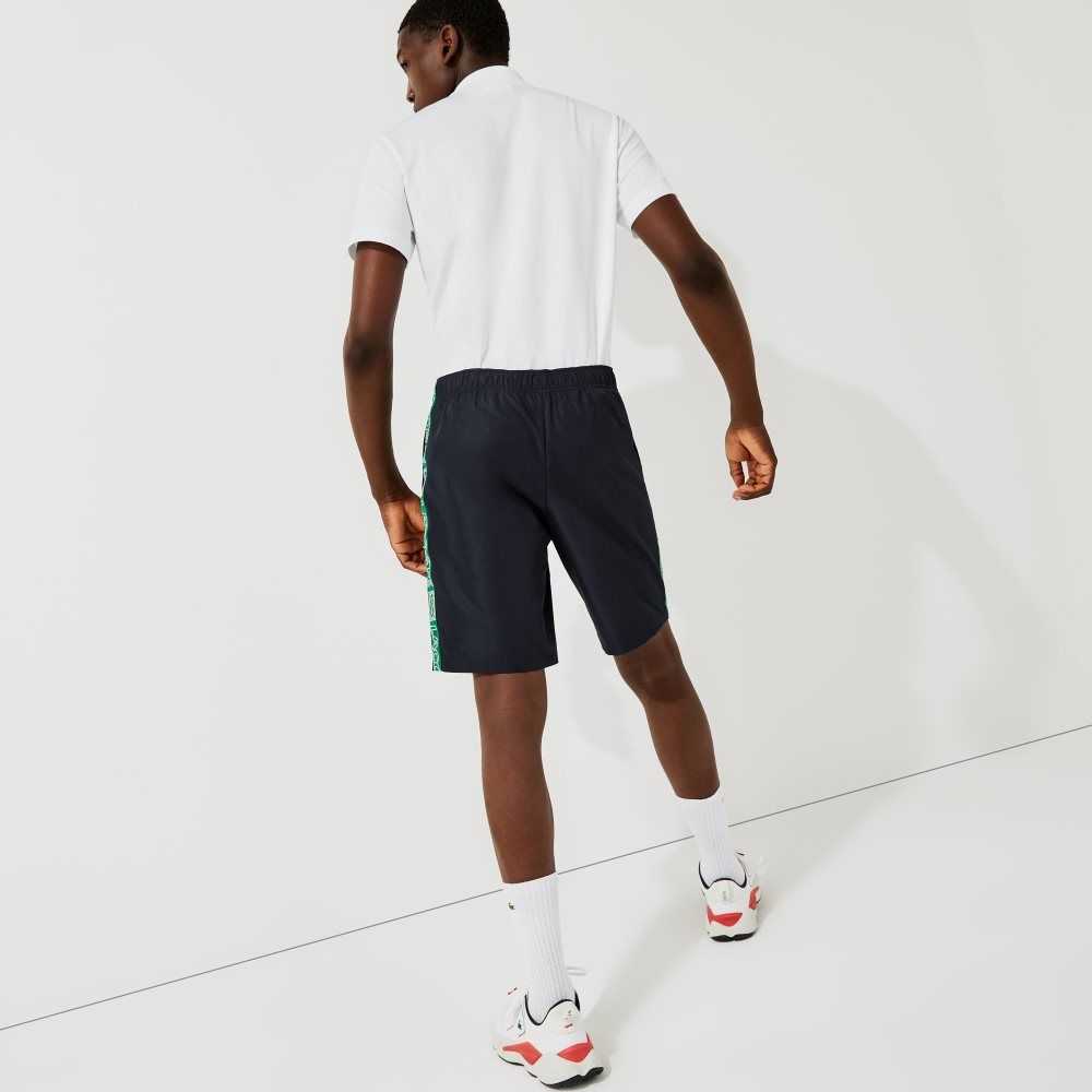 Lacoste SPORT Branded Side Bands Shorts Navy Blue / Green | KYH-421750