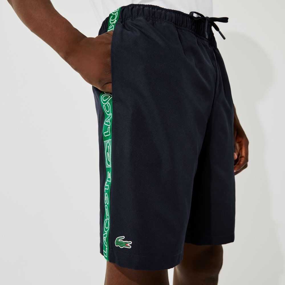 Lacoste SPORT Branded Side Bands Shorts Navy Blue / Green | KYH-421750