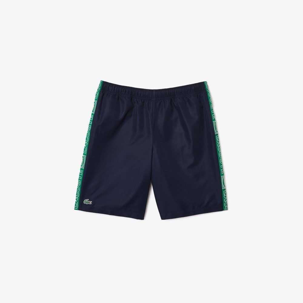 Lacoste SPORT Branded Side Bands Shorts Navy Blue / Green | KYH-421750